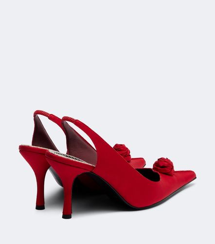 Floral-applique satin slingback pumps - Magda Butrym - Modalova