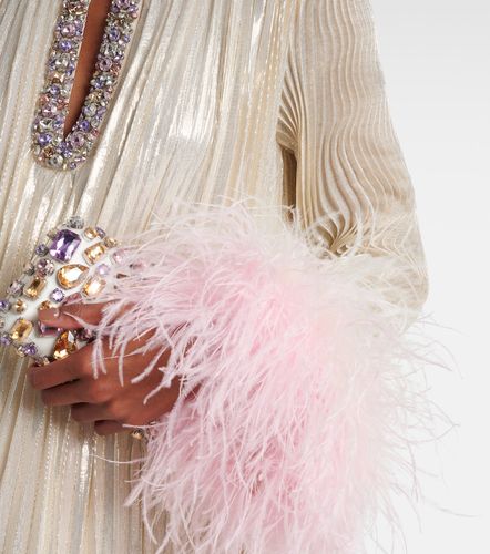 Embellished feather-trimmed silk-blend maxi dress - Self-Portrait - Modalova