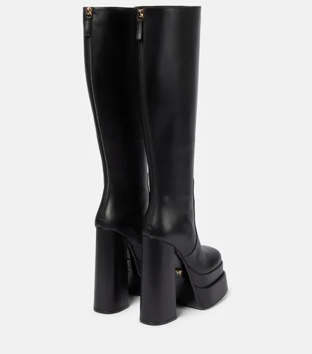 Leather platform knee-high boots - Versace - Modalova