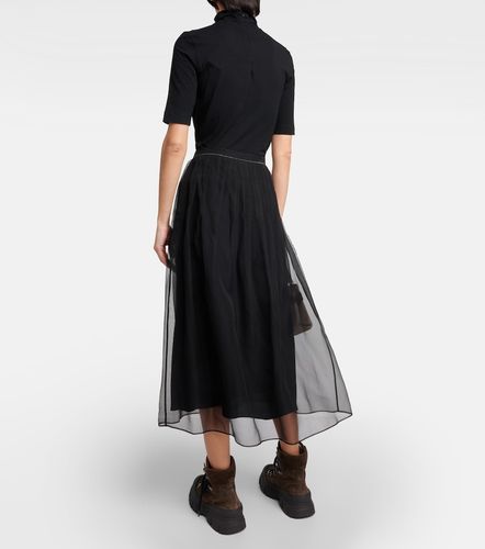 Falda midi de seda plisada adornada - Brunello Cucinelli - Modalova