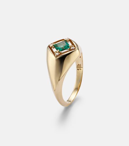 Signet Mini 18kt ring with emerald and diamonds - Suzanne Kalan - Modalova