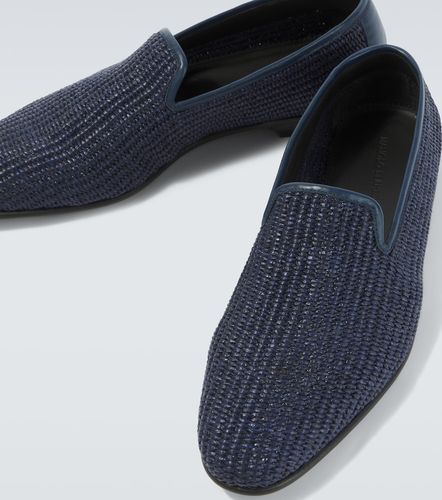 Mario leather-trimmed raffia loafers - Manolo Blahnik - Modalova