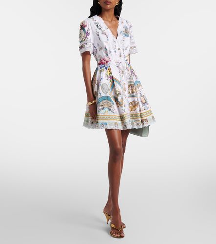 Vestido corto de algodón estampado con encaje - Camilla - Modalova