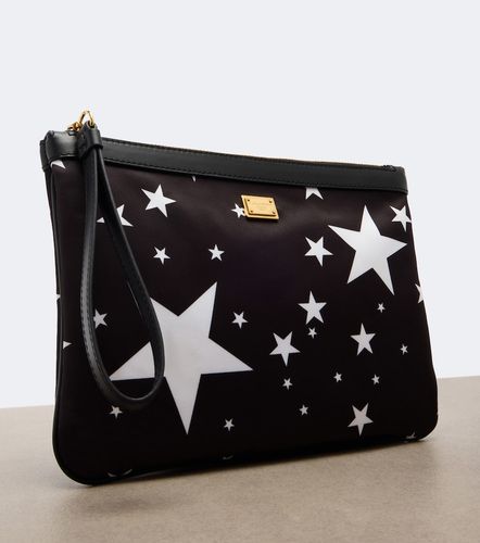 Printed leather-trimmed satin pouch - Dolce&Gabbana - Modalova