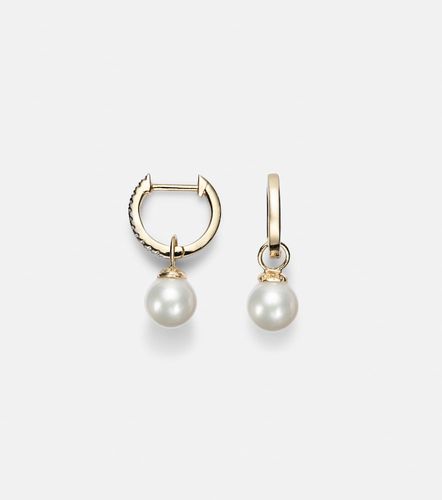 Pendientes de oro amarillo de 14 ct con diamantes y perlas extraíbles - Mateo - Modalova