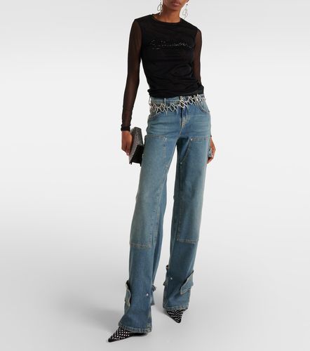 Blumarine Top con tulle e logo - Blumarine - Modalova