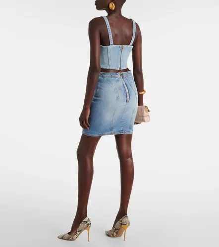 Balmain Bustier cropped de denim - Balmain - Modalova