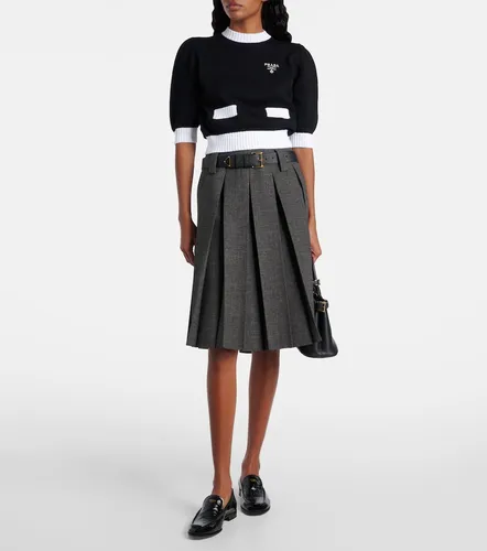 Waffle-knit cropped cotton sweater - Prada - Modalova