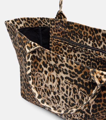 Large leopard-print canvas tote bag - Ganni - Modalova