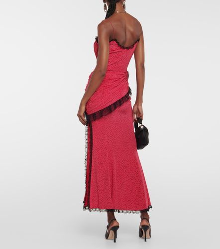 Vestido largo de seda con apliques - Alessandra Rich - Modalova