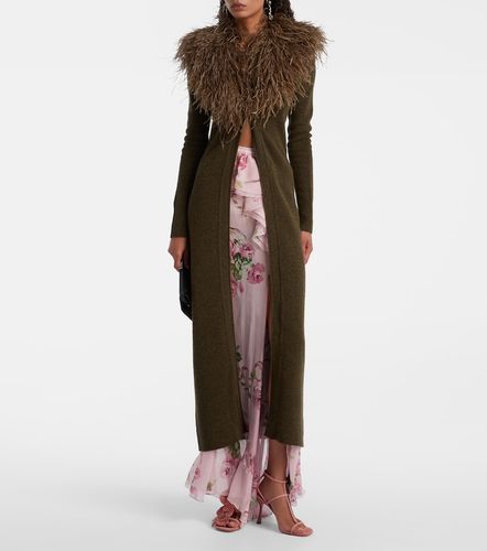 Feather-trimmed wool cardigan - Blumarine - Modalova