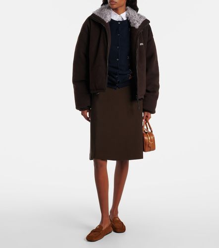 Bomber in gabardine con logo - Miu Miu - Modalova