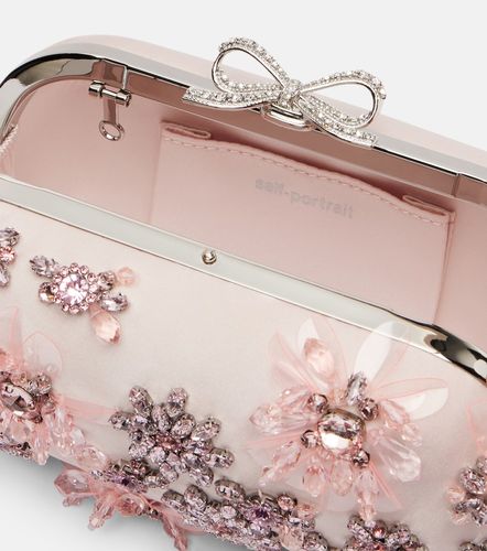 Clutch in raso con cristalli - Self-Portrait - Modalova