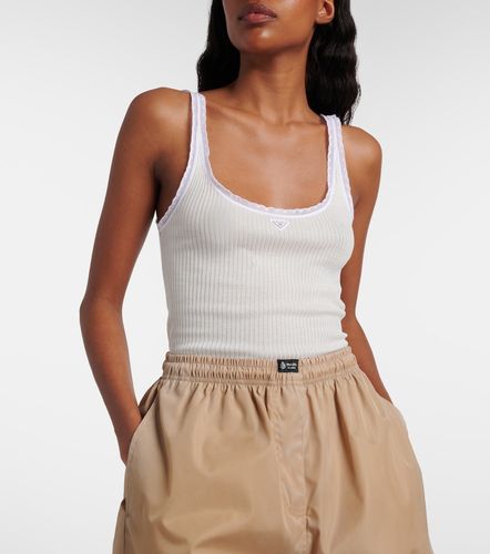 Tank top acanalado de algodón con encaje - Prada - Modalova