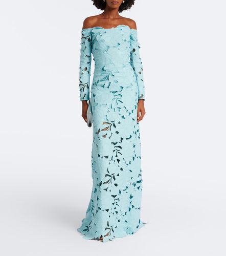 Abito lungo in pizzo floreale off-shoulder - Costarellos - Modalova