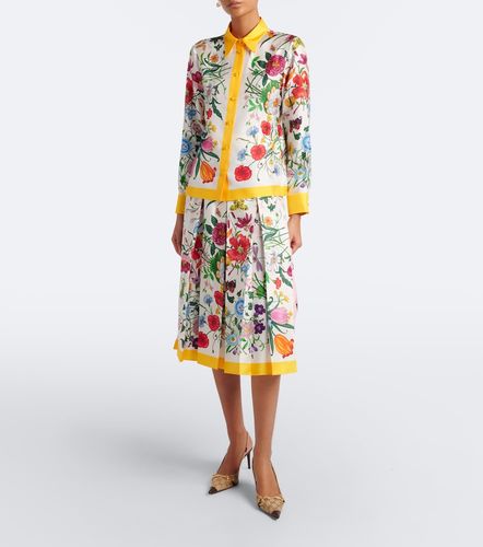 Flora pleated silk midi skirt - Gucci - Modalova