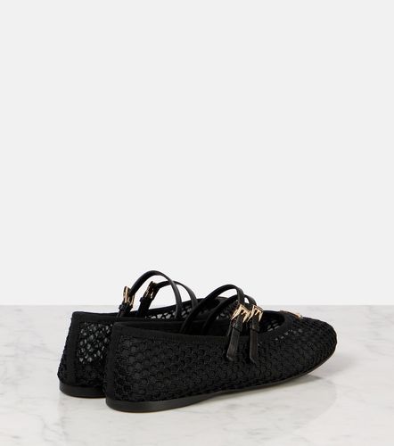 Logo leather-trimmed mesh ballet flats - Prada - Modalova