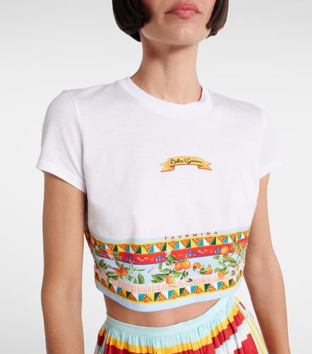 Camiseta cropped de algodón estampada - Dolce&Gabbana - Modalova
