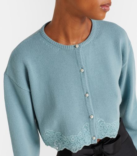 Cárdigan de lana virgen cropped con encaje - Valentino Garavani - Modalova