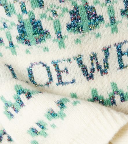 Logo sequined wool-blend jacquard scarf - Loewe - Modalova