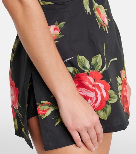 Abito corto bustier in cotone con stampa floreale - Dolce&Gabbana - Modalova