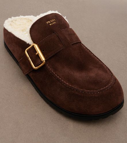 Prada Shearling-lined suede mules - Prada - Modalova