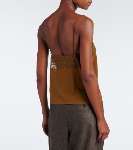 Top lencero en crepé de china de seda con encaje - Saint Laurent - Modalova