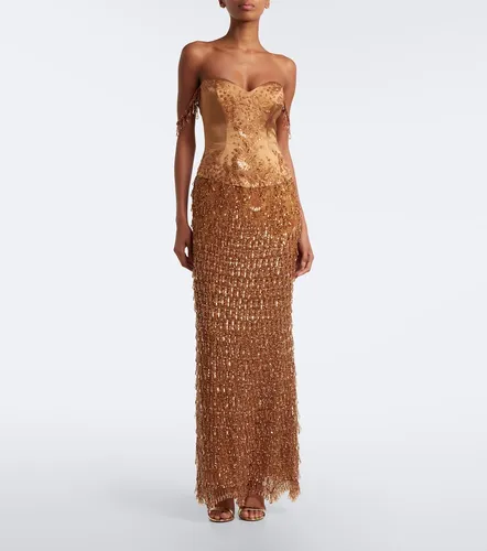 Embellished satin bustier gown - Georges Hobeika - Modalova