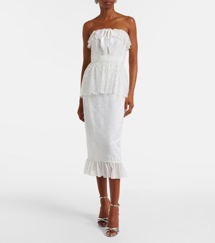 Abito bustier in georgette di pizzo e seta - Alessandra Rich - Modalova