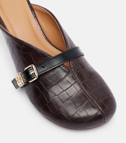 Crocodile-effect leather mules - Ganni - Modalova