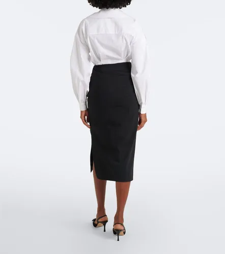 Floral applique wool-blend midi skirt - Carolina Herrera - Modalova