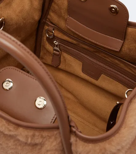 Medium leather-trimmed teddy tote bag - Max Mara - Modalova