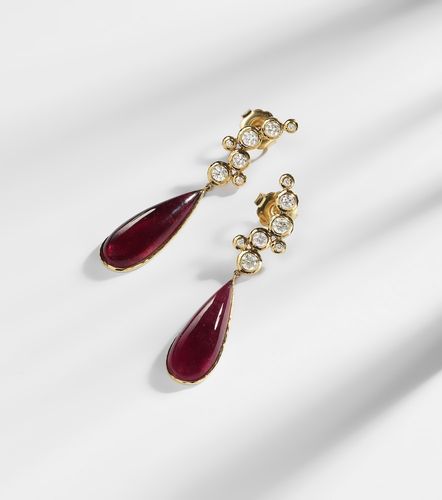 Floating Nesting Gem 18kt gold drop earrings with diamonds and rubellites - Octavia Elizabeth - Modalova