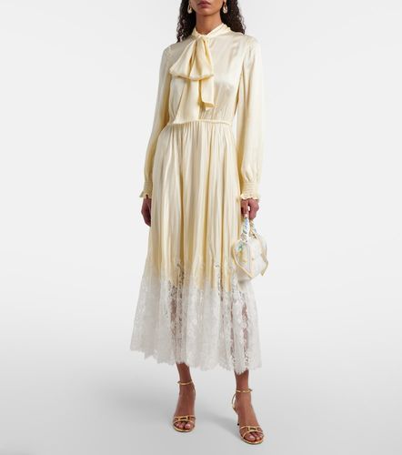 Vestido midi de satén con encaje - Self-Portrait - Modalova