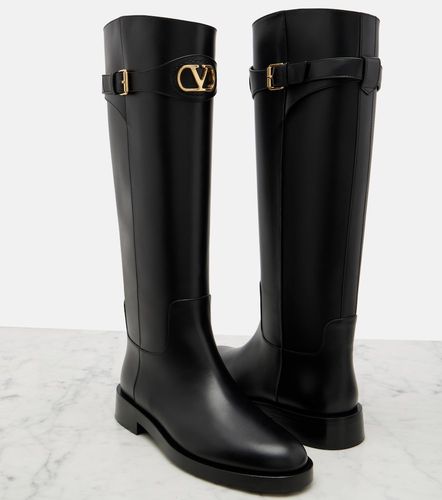 Botas altas de piel con VLogo - Valentino Garavani - Modalova