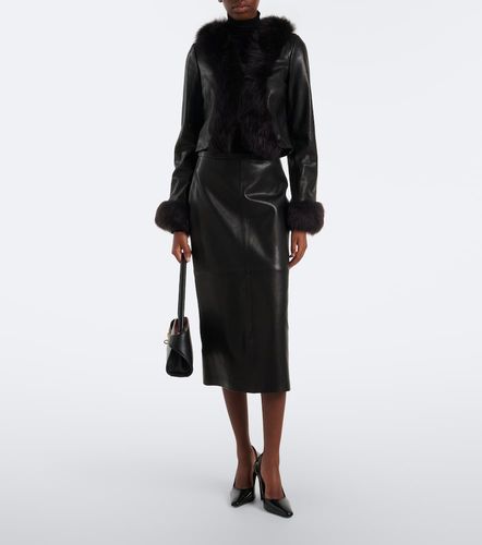 Sofie shearling-trimmed leather jacket - Nour Hammour - Modalova