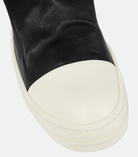 Stocking over-the-knee leather boots - Rick Owens - Modalova