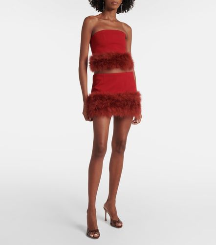 Top cropped in crêpe con piume - Blumarine - Modalova