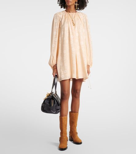 Gathered floral silk jacquard minidress - Chloe - Modalova