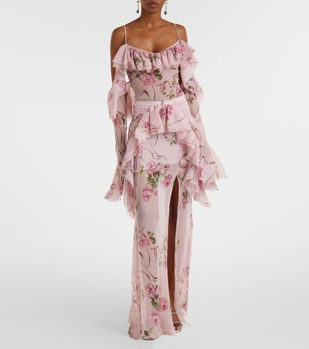 Ruffle-trimmed floral silk top - Blumarine - Modalova