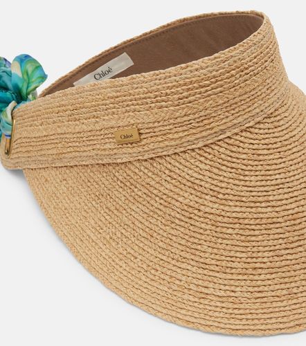 Chloe Silk-trimmed raffia visor - Chloe - Modalova