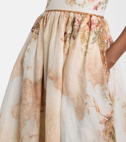 Vestido midi Mahon de lino estampado - Zimmermann - Modalova