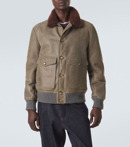Shearling-lined leather blouson jacket - Brunello Cucinelli - Modalova