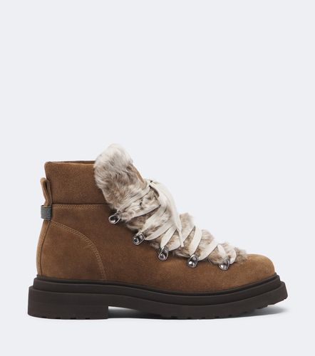 Schnürstiefel Monili aus Veloursleder mit Shearling - Brunello Cucinelli - Modalova
