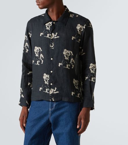 Camisa Football Silhouette de lino estampada - Bode - Modalova