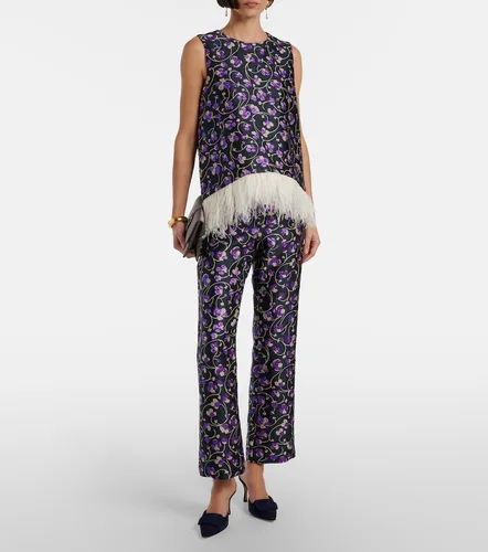La Scala feather-trimmed jacquard top - La DoubleJ - Modalova