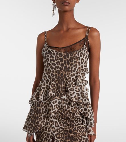 Camisole in seta con volant e stampa leopardata - Jacques Wei - Modalova