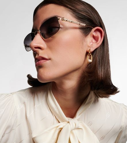 Bamboo crystal-embellished rectangular sunglasses - Gucci - Modalova