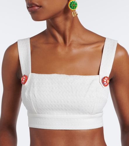 Cotton and linen-blend crop top - Dolce&Gabbana - Modalova