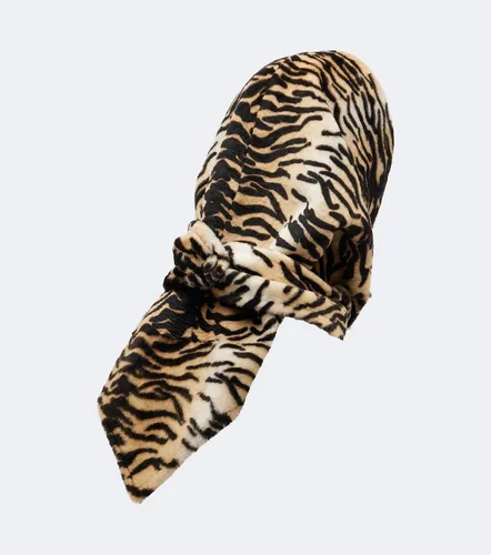 Cappuccio in pelle e shearling con stampa - Nour Hammour - Modalova